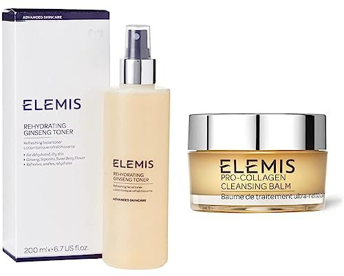 ELEMIS Rehydrating Ginseng Toner, tónico facial refrescante 200 ml + Pro-Collagen Cleansing Balm, bálsamo terapéutico de limpieza profunda 20 g