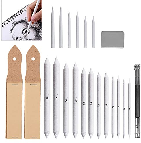 SHULLIN 22 STK Mischen Papierwischer Set Blending Stümpfe und Tortillionen Set Estompen Set Blending Stumps Set Blendende Stümpfe Set Tortillions Bleistift Papierwischer Bleistift um Zeichnen
