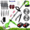 Gompuy Decespugliatore a Batteria, Decespugliatore Elettrico Con Lama in Metallo, Tagliabordi a batteria Con 2 Batterie da 21V 2000 mAh, Maniglia a scomparsa e rotazione della testa di 90°