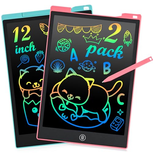 RaceGT 2 Piezas Tableta Escritura LCD Color 12 Pulgadas, Pizarra Magica Infantil 12 Pulgadas, Tablet Escritura Niños, Tableta Gráfica LCD, Juguetes Infantil para niñas 3 4 5 6 7 8 9años