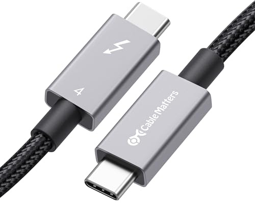 [Intel-certifierad] Cable Matters Flätad Thunderbolt 4-Kabel, 0,5 m | 40 Gbps, 240 W laddning och 8K@60Hz/4K@240Hz; kompatibel med Thunderbolt 3, USB4 och MacBook Pro