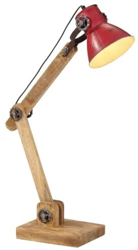 vidaXL Skrivbordslampa 25 W nött röd 23x18x96 cm E27, lampa, lampa, industrilampa, bordslampa, sänglampa, armatur, lampa i vintagelook, bordslampa