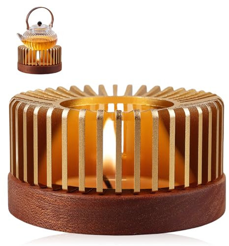 Stövchen für Teekanne, Duftlampe Teelicht, Teewärmer mit Massivholzsockel Separates Design, Tassenwärmer Teestövchen für die Wärmeerhaltung von Tee und Kaffee