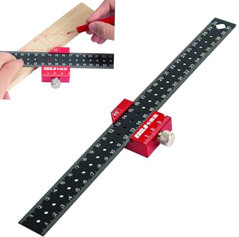 Righello Metallo Falegname, Dimensioni del Rivestimento 30 cm, Righello di Misurazione Dell'angolo, Angolo di Combinazione in Metallo con Arresto del Righello per Tracciare e Disegnare