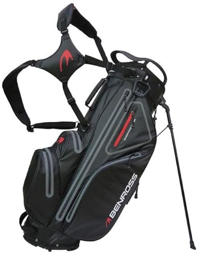 Benross Golf Pro 5 Stand Bag - Lightweight Water Resistant Golf Stand Bag (Black/Charcoal/Red)