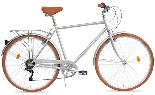 FabricBike Southken - Bicicletta da città da 28', bicicletta da città classica, bicicletta con cestino, sella confortevole, cambio a 7 velocità (Southken Matte Grey, L-58cm)