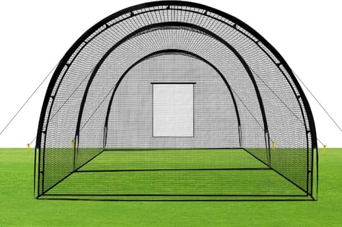 ZivPlay Baseball Batting Cage Net Batting Cages for Backyard Portable Pop Up Cage for Baseball and Softball 22ftx12ftx8ft with Pitching Machine Hole and Detachable Door