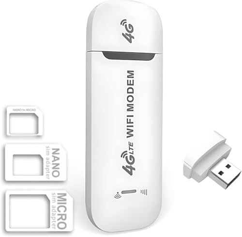 Modem Sim 4g LTE Wifi Portatile, Spina USB, Router Wireless con Supporto per Slot per Schede SIM, Supporto per Hotspot da Viaggio Portatile LTE B1/B3/B7/B8/B20/B38/B40/B41
