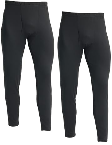 LNFINTDO Confezione da 2 mutande termiche da uomo, pantaloni lunghi termici, leggings invernali, biancheria intima da sci, biancheria intima calda da uomo, Nero , M