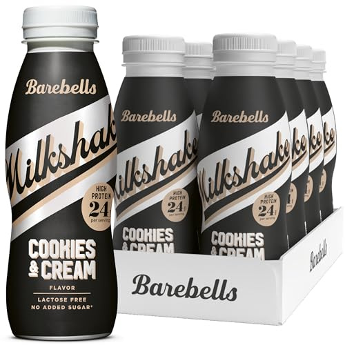 Barebells Milkshake Protéiné Cookies & Cream 8 x 330 ml | 24 g de Protéines | Sans Sucre Ajouté | Sans Lactose | Boisson Liquide au Délicieux Goût Cookies & Cream