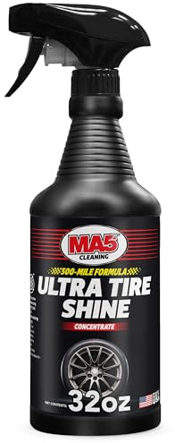 MA5X Ultra Tire Shine | Wet-Look Car Tire Shine Spray & Protectant | Tire Black Finish, No-Sling Formula, Professional Concentrated Shine | 32oz Spray Bottle | Pack of 1