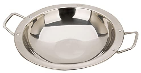 UKCOCO Pentola Per Paella in Acciaio Resistente 26 Cm Doppio Manico, Padella Da Cucina Trasferimento Rapido Del Calore Per Uso Domestico e Ristorante