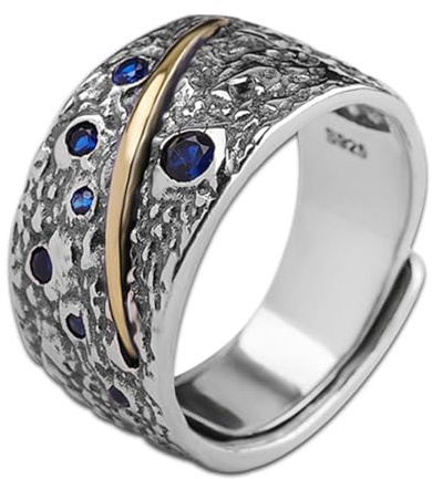 S925 Sterling Silver Personlig Stjärna Och Diamantring, Herr Vintage Stjärna Och Diamantring