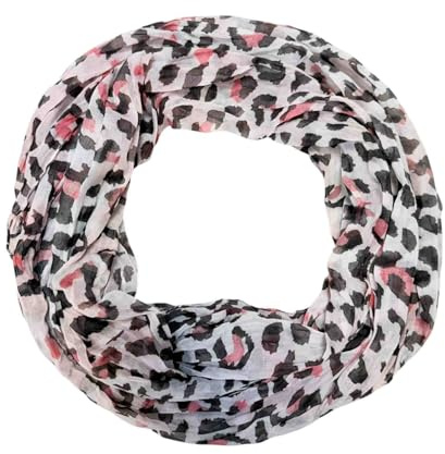 Leopard siden loop gradient vår rund halsduk unisex sommar höst lätt halsduk stola silke lejon djur, 26s – leo liten rosa, 160 x 48 cm