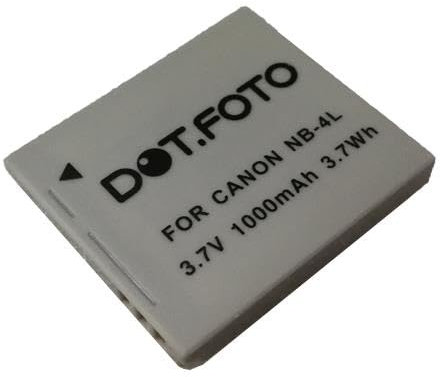 Dot.Foto NB-4L Premium 3.7v / 1000mAh Akku für Canon IXUS 30, 40, 50, 55, 60, 65, 70, 75, 80 is, 82 is, 100 is, 110 is, 115 HS, 120 is, 130, 220 HS, 230 HS, 255 HS, I Zoom, i7