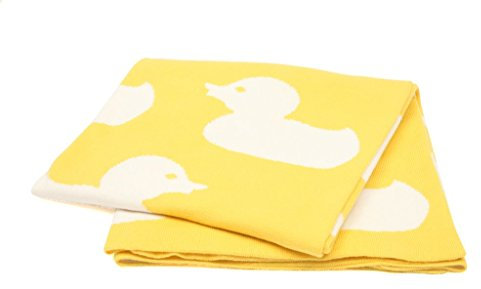 Casalanas, Kinderdecke, Babydecke, Kuscheldecke, 100% Baumwolle, 100X80 cm, Entlein Motiv, gelb