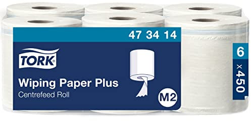 Tork 473414 Mehrzweck Papierwischtücher für das M2 Innenabrollungspendersystem / 2-lagiges stabiles Papier in Weiß / 6 x 150.8 Meter