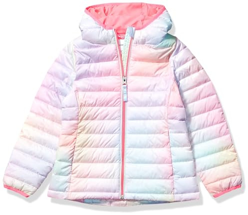 Amazon Essentials Chaqueta Acolchada con Capucha, Plegable, Ligera y Resistente a la Lluvia Niña, Rosa Degradado, 9 años