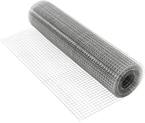 ECD Germany Malla de Alambre para Pajarera 19x19 mm Acero Galvanizado Plata 1m x 10m Valla de 4 Esquinas Soldada 1,05 mm de Espesor Rejilla para Conejos Red Flexible Resistente a la Interperie