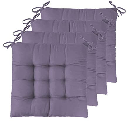 GREATOOL 2 X Cojines para Sillas de Exterior e Interior Reversibles 40 x 40 x 5cm, Cojines de Silla Asiento Tumbonas Patio Terraza Exterior Acolchado Almohadilla (Pack 2, Morado)