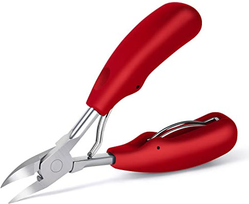 URAQT Nagelzange, Profi Nagelschere Nagelknipser für Dicken und Eingewachsenen Fußnägel und Fingernägel, Nagelzangen aus Edelstahl mit Rutschfestem Griff (Rot)