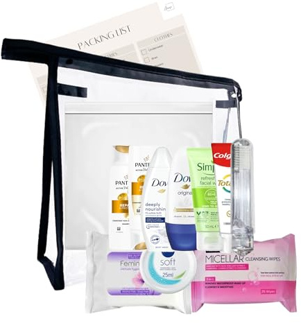 Ensemble de toilette de voyage pour femme – Kit de toilette essentiel pour voyage, hôpital, claire, Trousse de toilette de voyage