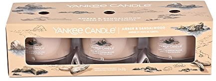 Yankee Candle Amber & Sandelholz 3 gefüllte Votivkerzen Geschenkset