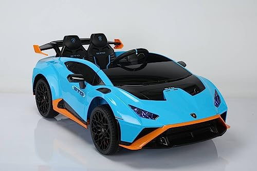 Elektro Kinderauto Lamborghini Huracan STO - lizenziert - 12V7A Akku, 2 Motoren- 2,4Ghz Fernsteuerung, MP3, Ledersitz+Eva (Blau)
