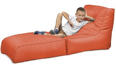 chilly pilley Pouf Pliable pour s'asseoir et s'allonger 2 en 1 - avec Remplissage EPS - Pouf géant - Enfants et Adultes - Coussin de Chaise Longue d'extérieur - Plusieurs Couleurs, Orange