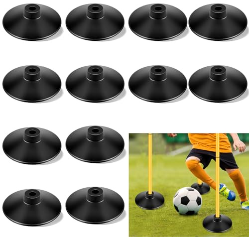 Landical 12 Pcs Weighted Slalom Pole Rubber Bases for Baseball Agility Pole Training Set Accessory Pole Base for Indoor Soccer Training Equipment Outdoor Football La Crosse Field Hockey Track Field