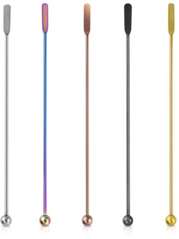 Coffee Stick Stainless Steel Swizzle Stick Reusable Metal Stir Sticks Cocktail Coffee Drink Stirrer Spoon Beverage Cocktail Stirrers Stir with Small Rectangular Paddles Stirring Bar Set(7.73inch long)