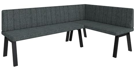 FURNISTAR Eckbank Akiko Metal A - Eckbankgruppe für Ihrem Esszimmer, Küche modern, Sitzecke, Essecke. Perfekt für Küche, Büro und Rezeption. Solide und Starke Verarbeitung. (196x128-Rechts-Inari96)