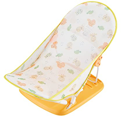 Bagnetto pieghevole con 3 posizioni reclinabili regolabili, supporto per vasca da bagno per l'uso nel lavandino o nella vasca da bagno, per neonati da 0 a 12 mesi (giallo, 60 x 33 x 35 cm)