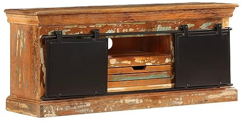 ShGaxin TV-skåp, TV-bord, TV-skåp, TV-bord, vardagsrumsmöbler, vardagsrum TV-möbler, återvunnet massivt trä 110 x 30 x 45 cm