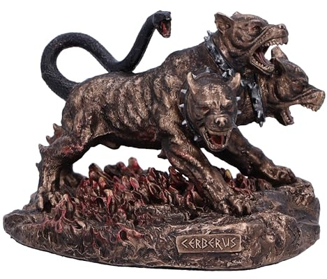 Nemesis Now Cerberus - Figura de Perro de Tres Cabezas del Hades, Resina, Bronce, Adorno detallado de Cerburus, Figura de mitología Griega, fundida en la Mejor Resina, Acabado en Bronce