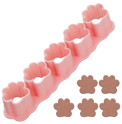 Small Cookie Cutter, Plastic Mini Cracker Cutters Tiny Biscuit Cutters Stamp for Baking Chocolate Polymer Clay Including 5pcs Cavities (Dog Paw Shape)
