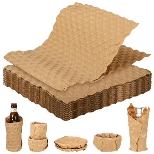 60 Sheet Paper Bubble Wrap, Cushioning Wrap 29 * 30 CM Packing Supplies for Storing Delicate Items Moving Shipping, Alternative to Plastic Bubble Filler for Moving Boxes