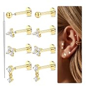 Chriscoco Helix Tragus Labret Piercing Set - 16G/18G/20G Chirurgenstahl in Gold/Silber für Nase, Lippe, Ohr, Monroe, Medusa - 6/7/8mm
