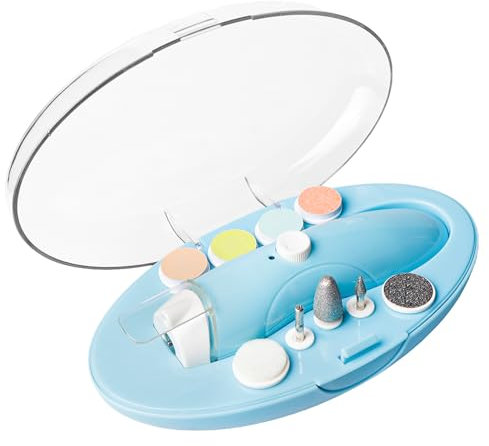 BORDEAG Baby Nagelfeile Elektrisch, Elektrische Baby Nagelfeile, Baby Nageltrimmer Elektrisch, Babynagelschere Set Für Neugeborene, Kleinkinder, Zehen, Fingernägel, Pflege(Blau)