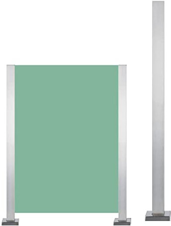 Edelstahl Glas Geländersystem für Pool Zaun Balustrade mit quadratischen Paneelen ideal für Garten Balkon Silber Schließsystem inklusive