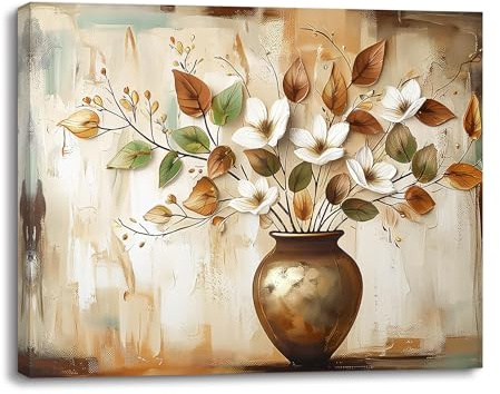 Piy Painting Lienzo De Flores, Cuadros Decoración Artística Vintage, Flores En Un Jarrón, Impresión Sobre Lienzo, Fácil De Colgar Para Salón Entrada Cafetería Comedor, Fácil De Colgar, 30X40 CM