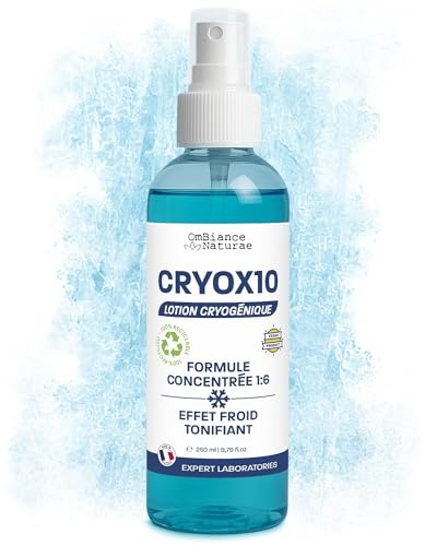 CRYOX10 Kryoterapilotion 1:6 – Kylande spray för muskler, leder, tunga ben & celluliter | Används direkt eller med kompress, bandage eller tyg | Professionell kylbandage (250)