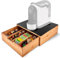 NOBILE LOVELYCARE Porta cialde in legno di Bambù con Cassetto , Ripiano in Vetro , poggia macchinetta del caffè Organizer per Cialde, Capsule e Tisane , angolo caffè in cucina o ufficio