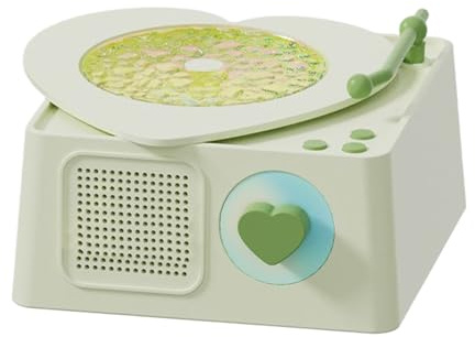 Gcerfby Tocadiscos portátil V-inyl con función de luz RGB, 13,1 x 12,5 x 8,4 cm, altavoz inalámbrico con luz LED, equipo de entretenimiento en forma de tocadiscos, diseño elegante, para decoración del