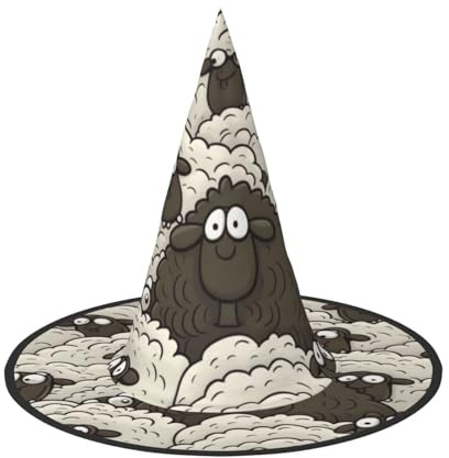 Chapeau de sorcière d'Halloween noir et blanc - Chapeau de sorcière flottant pour homme et femme - Accessoires de costume d'intérieur et d'extérieur - Décorations d'Halloween pour porche, cour