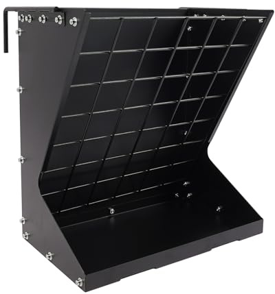 KKVUIIFF 2 i 1 höruck av metall, stågräsmatta med foderdjup, för jordbruk, 56 x 33 x 59 cm (svart)