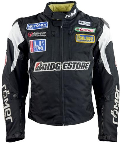 Auffällige Motorradjacke in Racing-Optik, mit Thermofutter und Protektoren, Größe 3XL