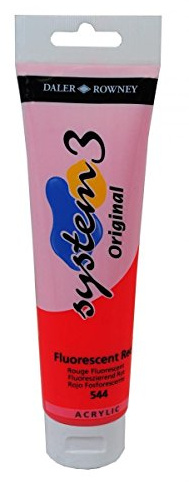 Daler Rowney System 3 Original Acrylic Paint 150ml Tubes - Fluorescent Red