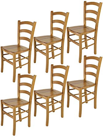 t m c s Tommychairs - Set 6 sillas Venice para Cocina y Comedor, Estructura en Madera de Haya Color Roble y Asiento en Madera