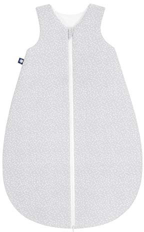 Julius Zöllner Schlafsack Jersey, warme Füllung 2,5 TOG, waschbar bei 60°C, Made in Germany, OEKO TEX Standard 100, Tiny Squares Grey, Gr. 56/62